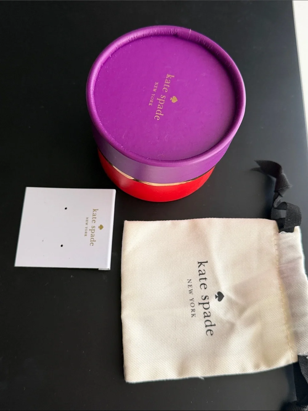 kate spade Purple and Red Round Jewelry Box with Pouch